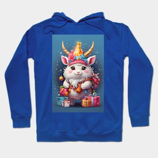 Cute Party Goat with Gifts Illustration Hoodie